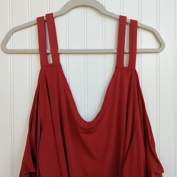 Torrid Orange Cold Shoulder Crepe Cut Out Top Plus Size 5X NWT Balloon Sleeve - Picture 3 of 9